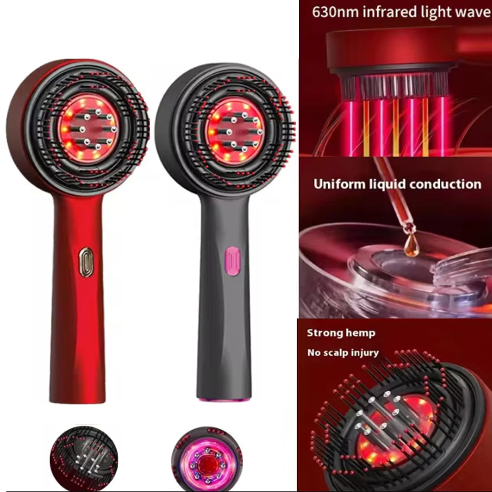 3 Modes Electric Vibration Massage Comb Red Light Therapy Hair Growth Massage Scalp Brush Oil Liquid Applicator Head Massager Quick Pick Grocers